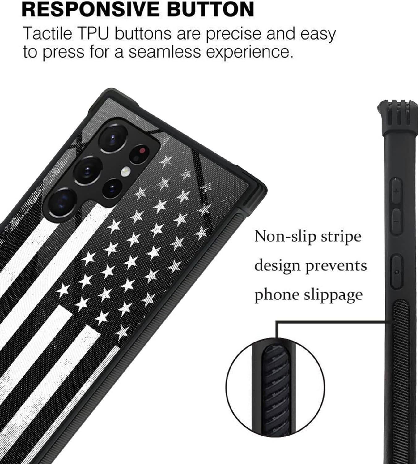 CARLOCA Funda compatible con Samsung Galaxy S23 Ultra, diseño gráfico de identidad retro de la bandera estadounidense, a prueba de golpes,