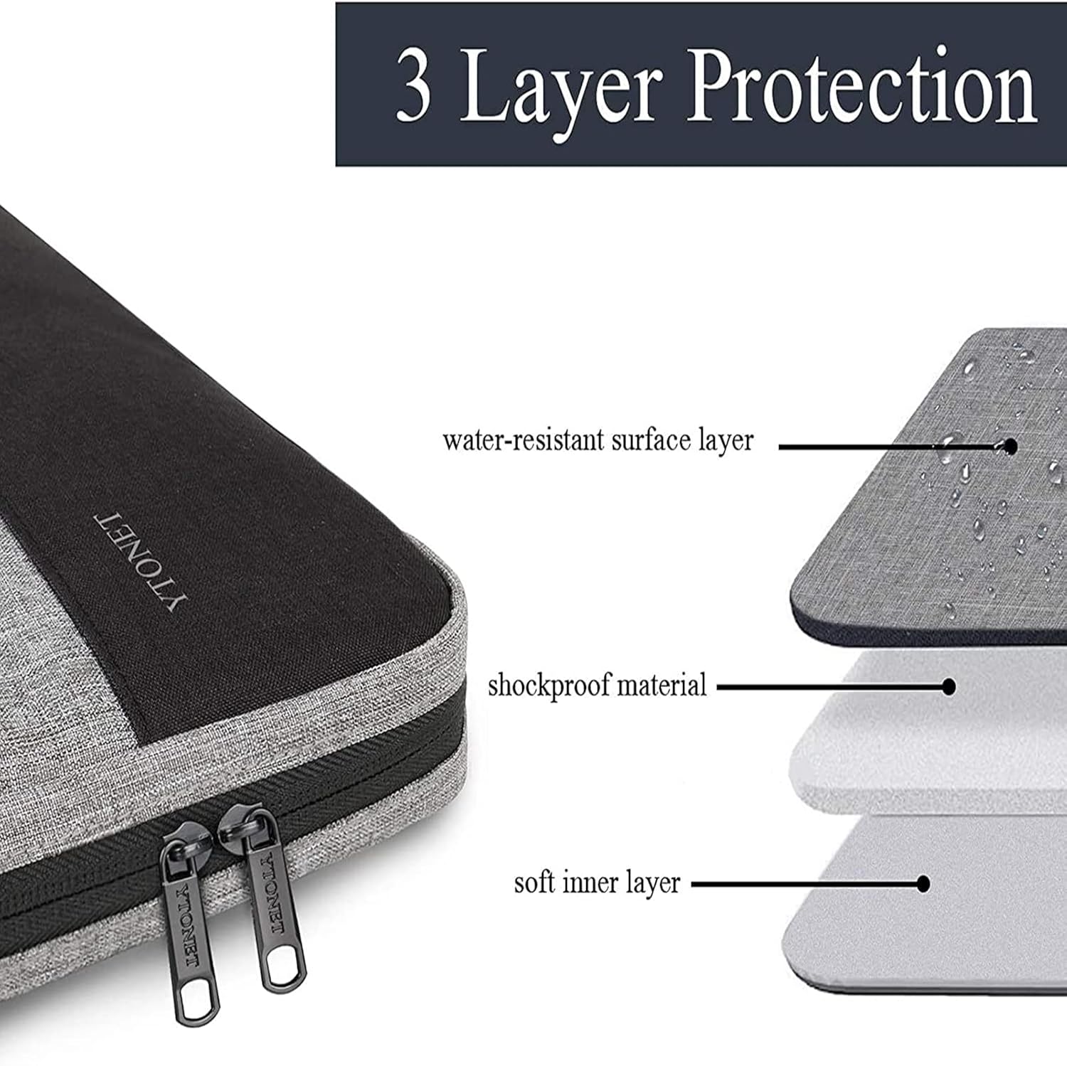 Ytonet Funda para laptop de 17 a 17.3 pulgadas, funda delgada resistente al agua TSA para laptop con asa, funda protectora duradera compatible con