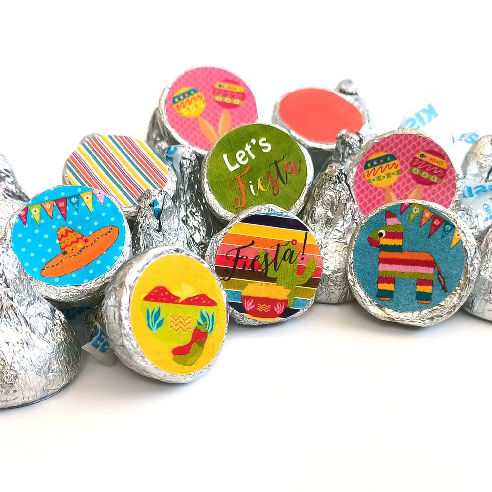 Fiesta Labels for Hershey’s Kisses Chocolates by Adore By Nat – Cinco De Mayo Festival Party Stickers – Set of 240