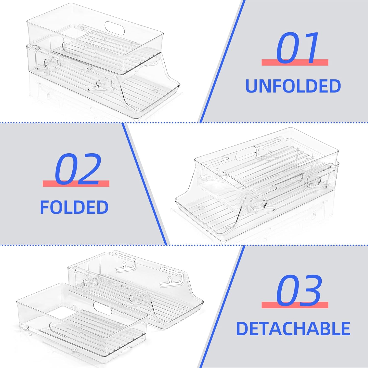 Organizador plegable de latas de soda para refrigerador, dispensador de latas de bebidas para refrigerador, contenedor de plástico transparente para