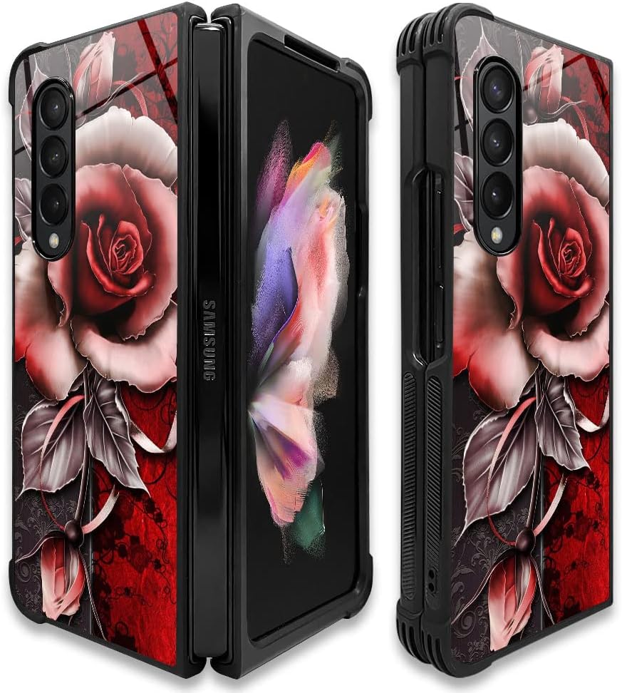 TnXee Funda compatible con Samsung Galaxy Z Fold 3 5G, bonita rosa de fantasía para hombres y mujeres, funda para Samsung Galaxy Z fold 3 5G