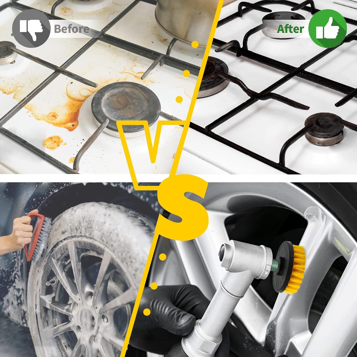 EsLuker.ly – Juego de 6 accesorios para cepillos de taladro, kit de limpieza multiusos con accesorio prolongado para lechada, ducha, bañera,