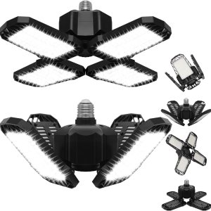AUDLES Luz de garaje, luces LED de 150 W, luz LED E26E27 para garaje, luces de techo LED súper brillantes con 4 paneles deformables Iluminación de AUDLES Luz de garaje, luces LED de 150 W, luz LED E26E27 para garaje, luces de techo LED súper brillantes con 4 paneles deformables Iluminación de