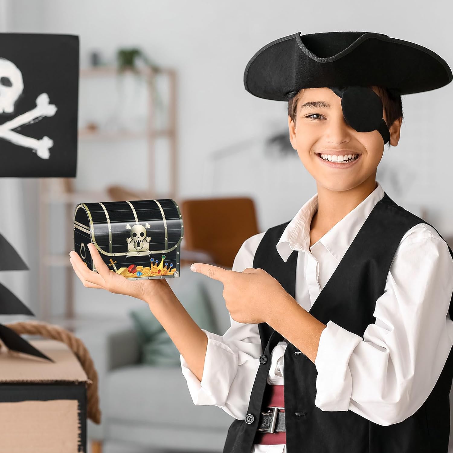 24 cajas de tesoro pirata, caja de recuerdos de fiesta pirata, cajas de dulces del tesoro, cajas de regalo pirata, cajas de regalo para Halloween,