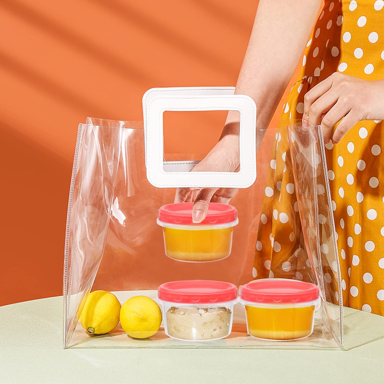 Recipientes de plástico pequeños de 8 onzas líquidas con tapa de rosca para alimentos, niños, almuerzo, aperitivos, taza de limo, bloquea la