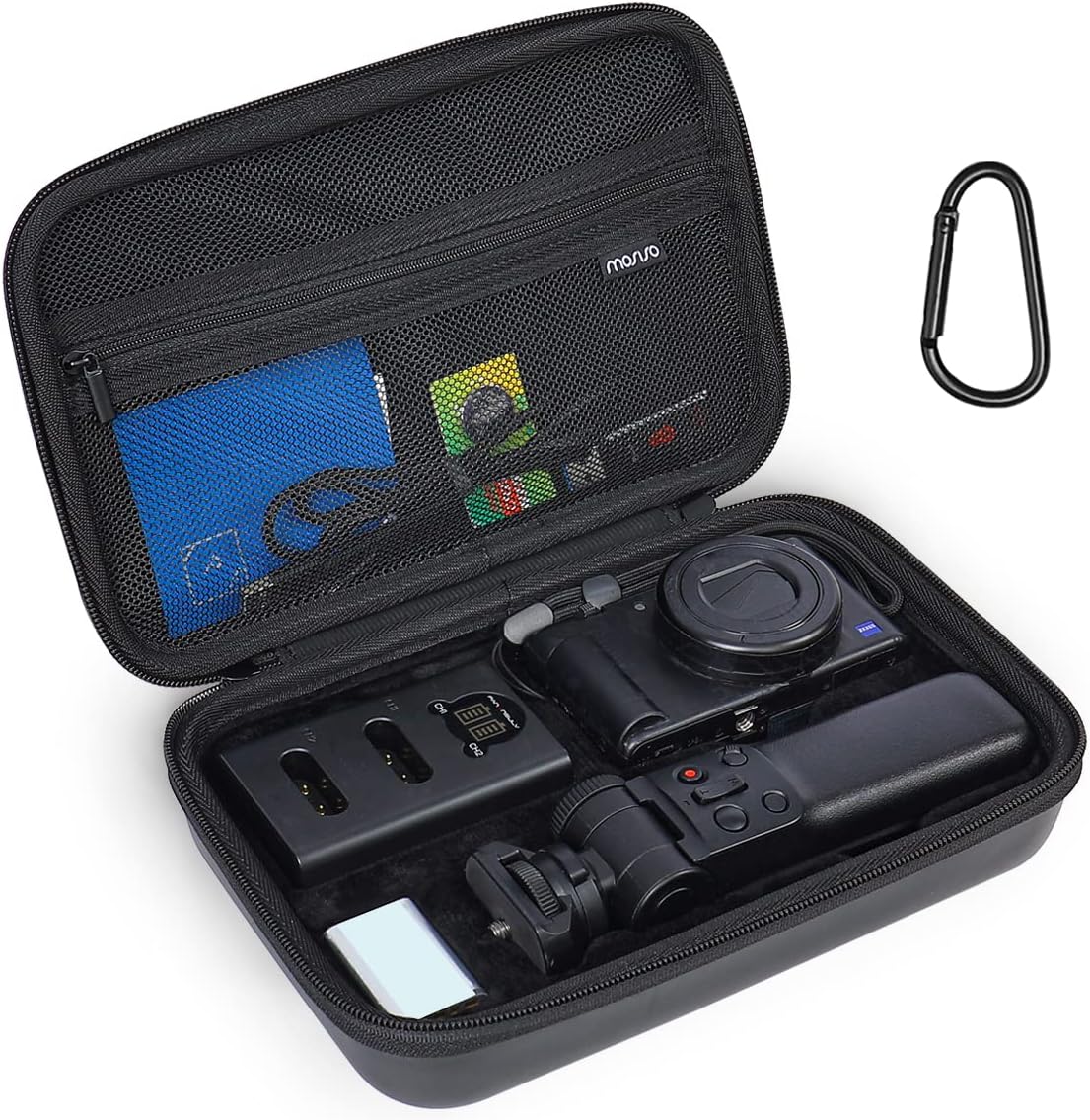 MOSISO Funda para cámara compatible con Sony ZV-1  ZV-1F  ZV-1 II Vlog y kit de accesorios para vlogger trípode, funda de transporte de EVA
