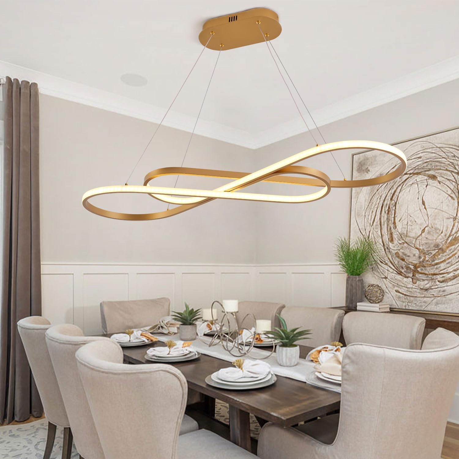 Candelabros LED dorados para comedor, lámpara colgante moderna LED para isla de cocina, lámpara sobre mesa, lámpara colgante de altura ajustable