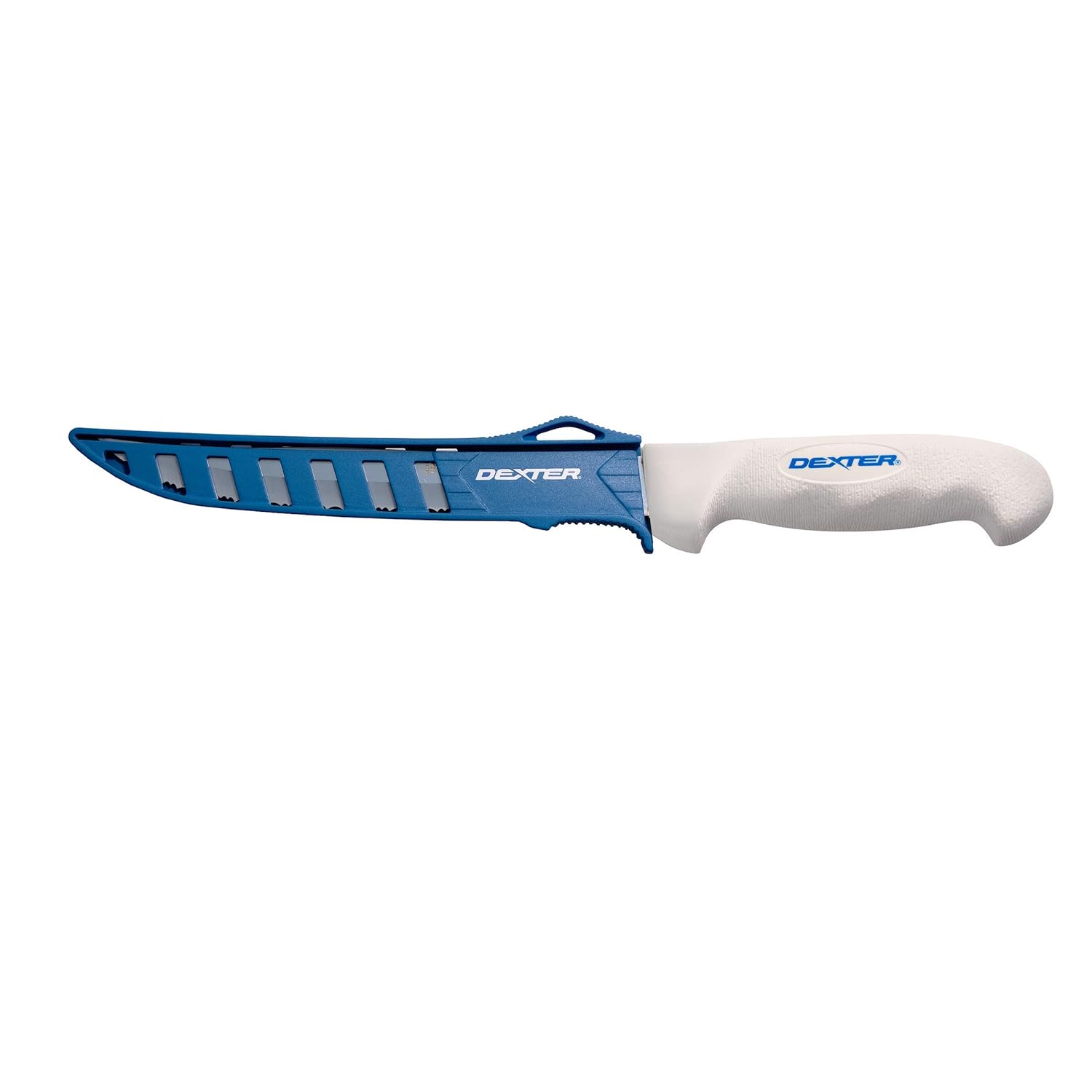 Dexter Russell SOFGRIP Cuchillos de filete con protector de borde, cortador de cebo de borde de tigre de 8 pulgadas, con protector de borde