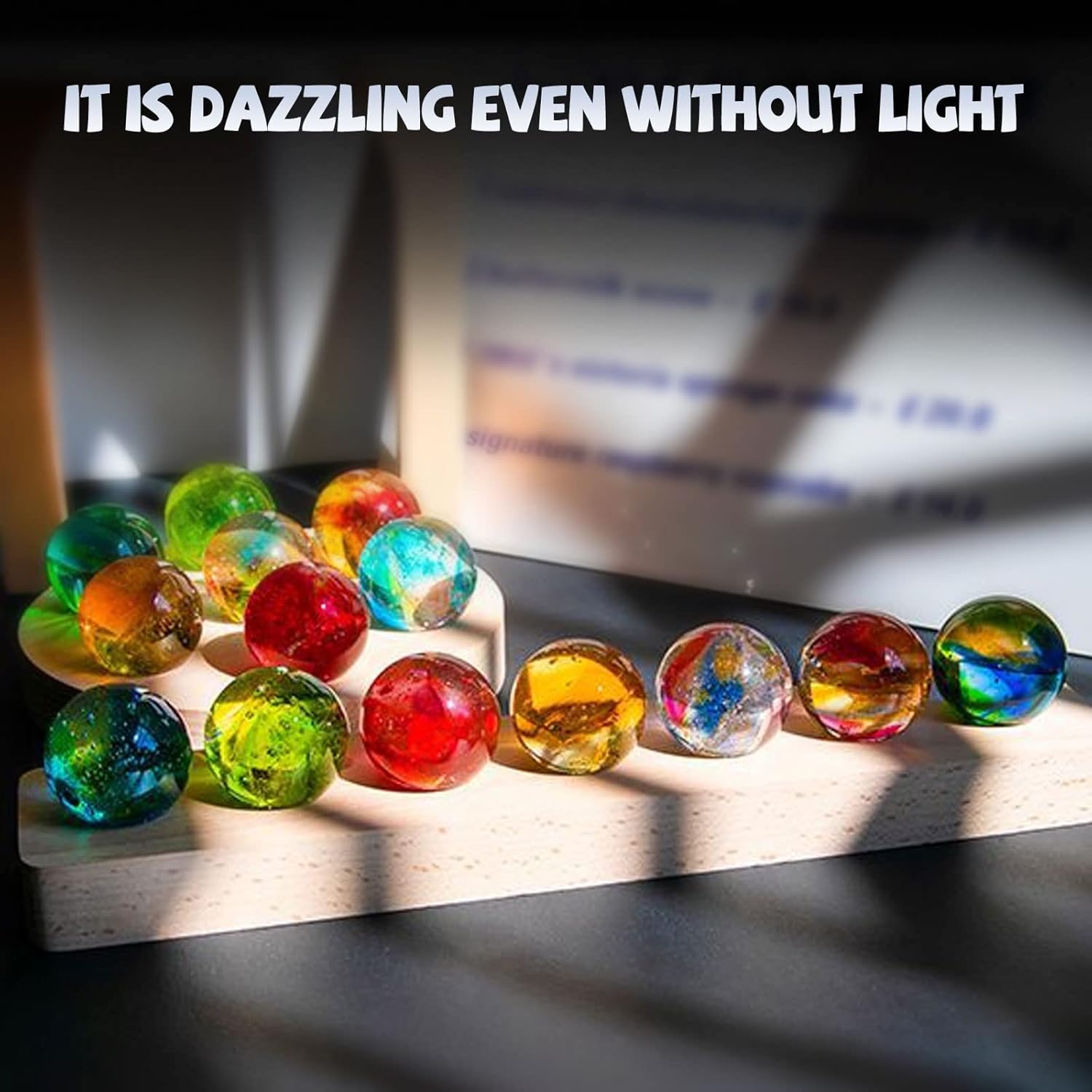Bola de cristal con base de luces LED de madera, luz nocturna de cristal colorida, 7 bolas de cristal, luces USB decorativas, mesa USB, lámpara de