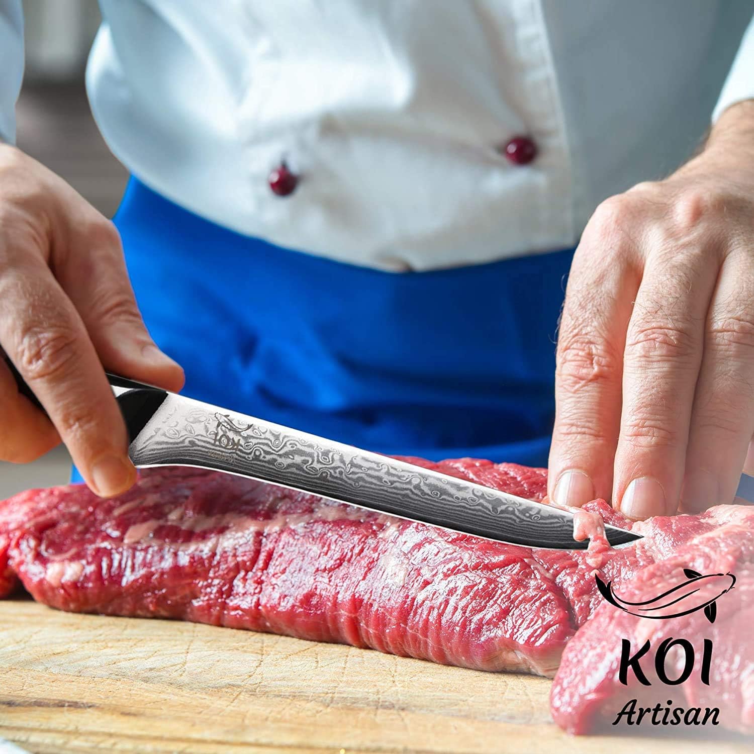 KOI ARTISAN Cuchillo de fileteado para deshuesar, cuchillo de fileteado de hoja de 6 pulgadas, cuchillo de carnicero para deshuesar pescado y carne,
