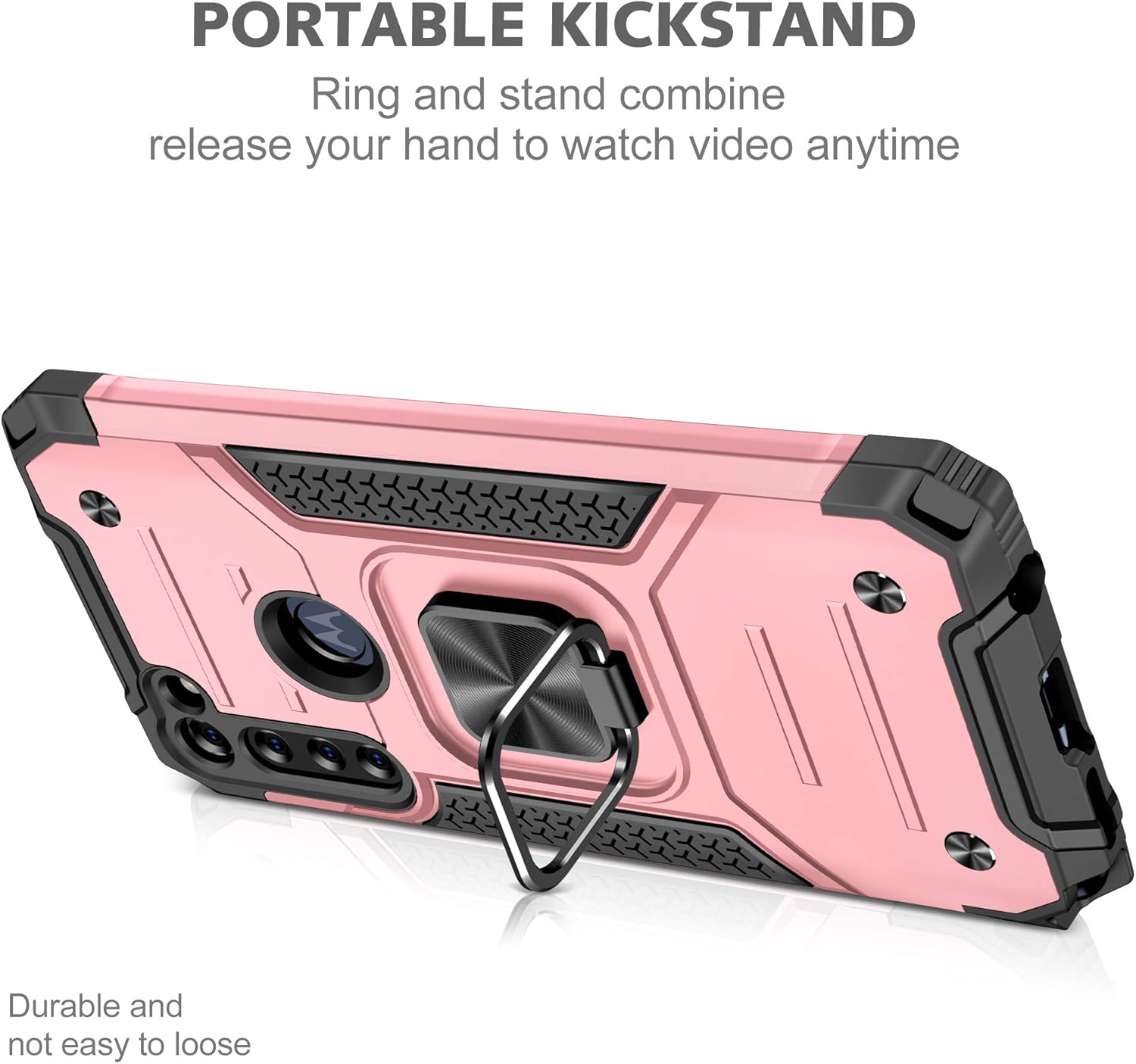 Asuwish Funda compatible con Moto G Power 2020 y protector de pantalla de vidrio templado, accesorios de celda, soporte de anillo híbrido, soporte