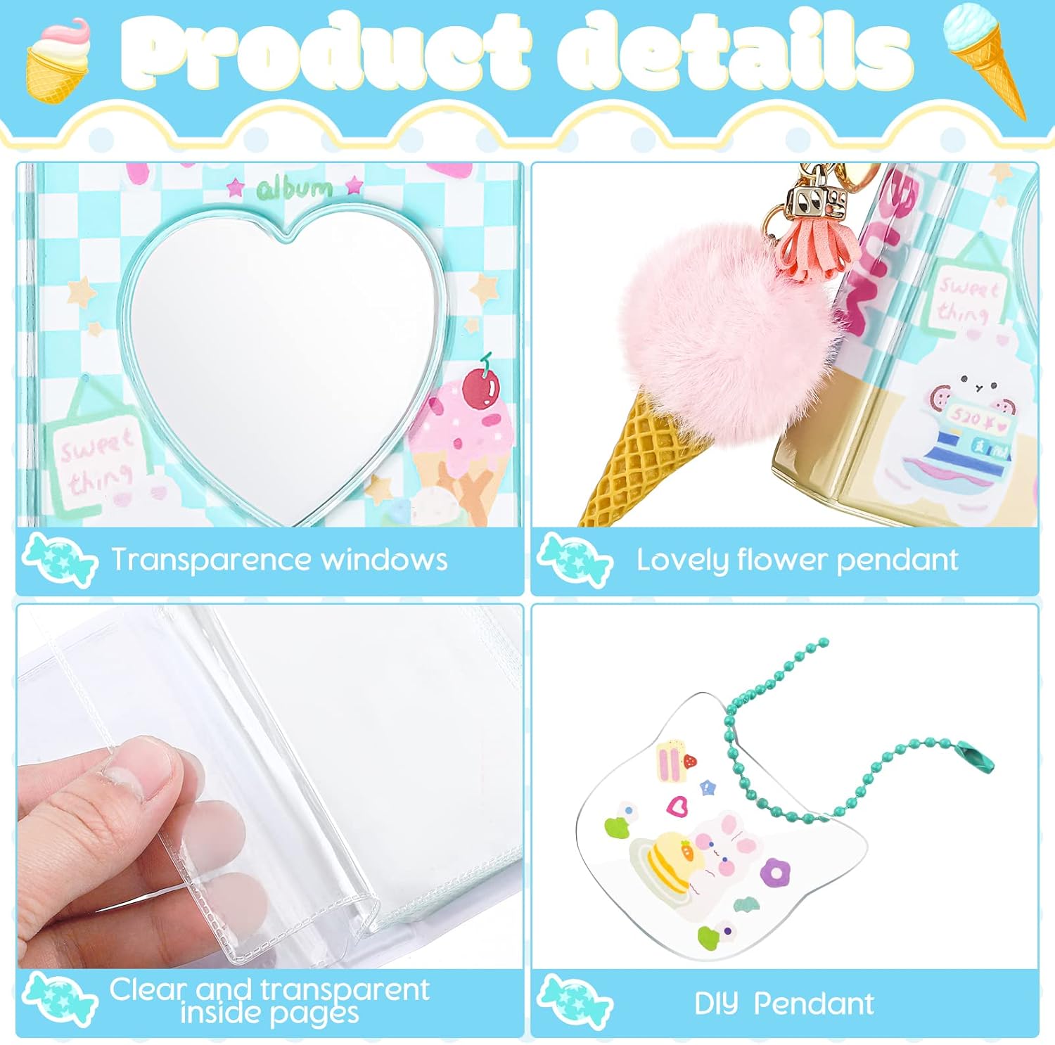 Juego de 3 mini álbumes de fotos de 3 pulgadas, carpeta Kpop para tarjetas fotográficas Kpop, álbum Kpop con colgante y llavero para coleccionar