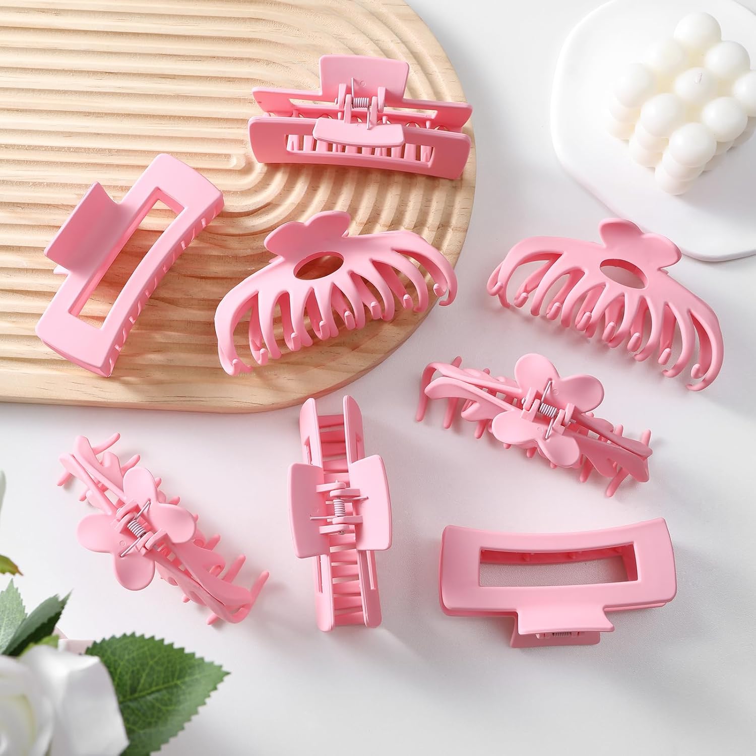 LuSeren Pinzas para el cabello para mujer, pinzas de pelo grandes de 4.3 pulgadas para mujer, cabello fino y rizado, clips de plátano mate grandes,