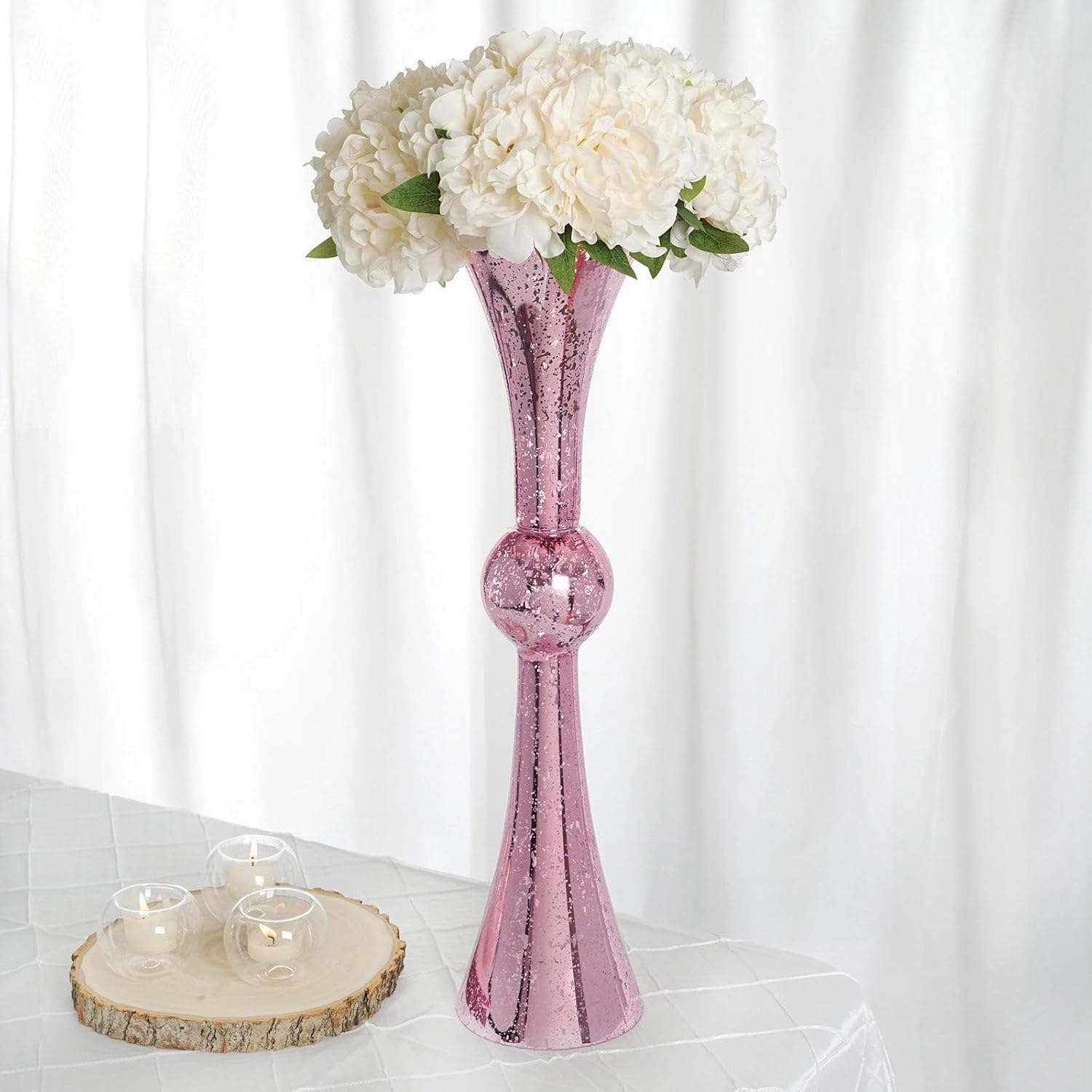 Efavormart – Paquete de 2 jarrones de vidrio reversibles de mercurio champán de 24 pulgadas de alto para decoración de bodas