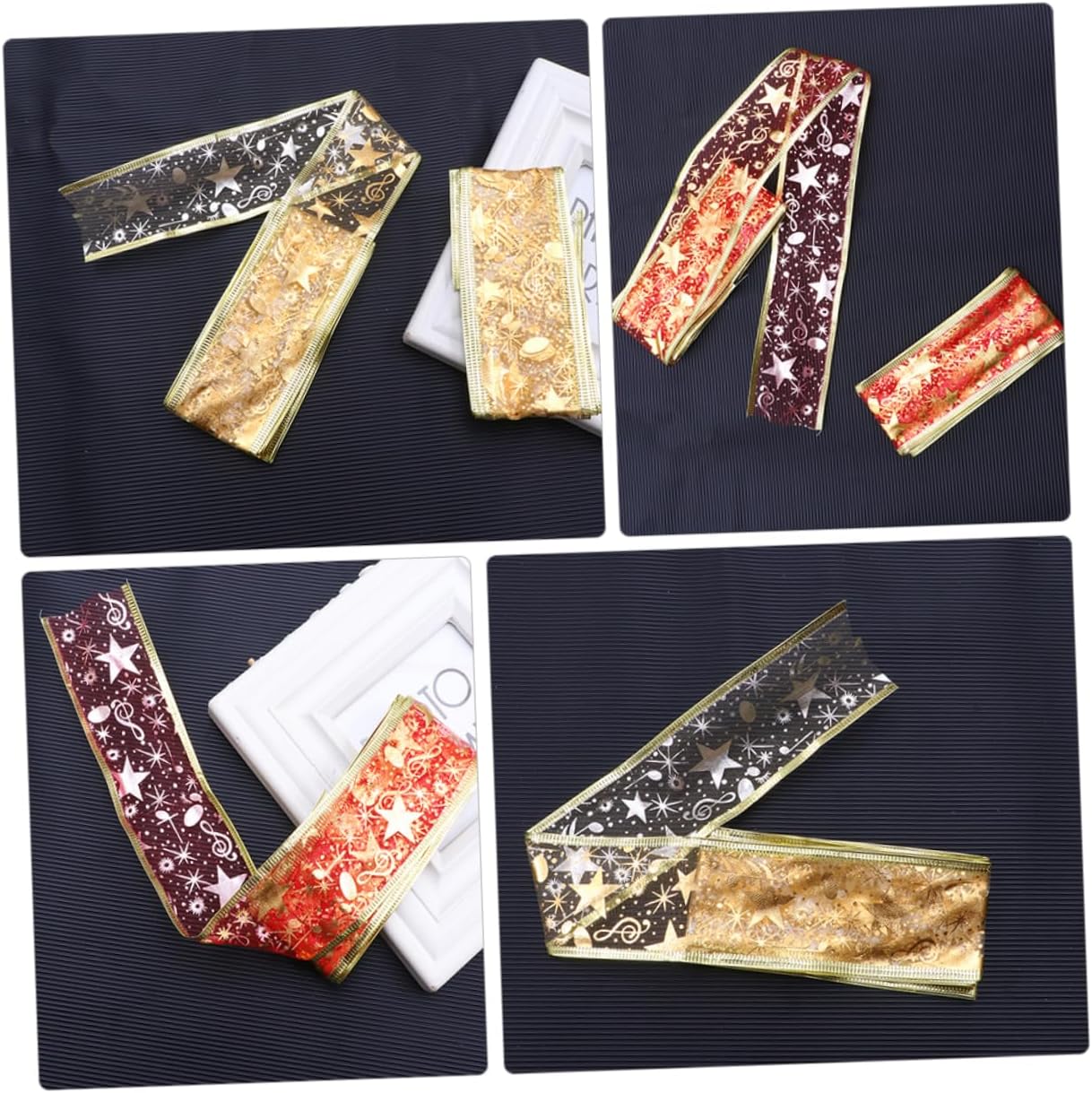 BESTOYARD 12 rollos de 2 lazos de regalo de Navidad, lazo de regalo de Navidad, cinta de grogrén de Navidad, bolsa de regalo, camino de mesa de