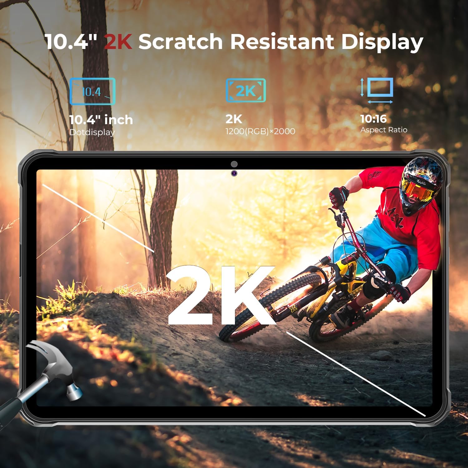HOTWAV R6 Ultra 2023 Actualización de 10.4 pulgadas Tablet resistente Android 13,15600mAh 16GB+256GB (2TB) 2K FHD+tableta para exteriores, cámara de