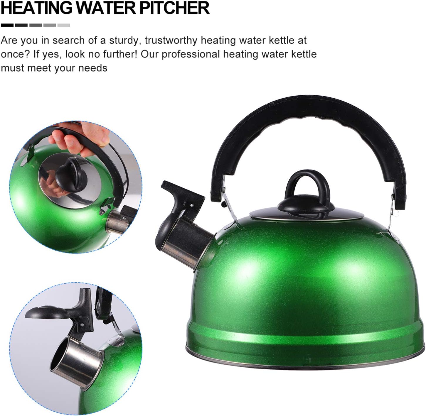 Cabilock 1 hervidor de gas con tapa de gas, tetera hervida con tapa de gas, estufa de té, hervidor de té, tetera superior, hervidor de agua,