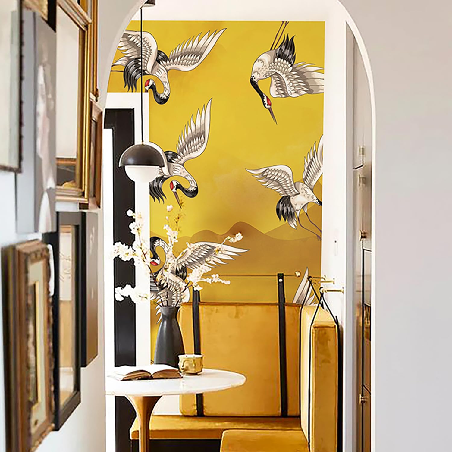 Mural de pared chinoiserie pelar y pegar, papel tapiz autoadhesivo de vinilo texturizado de cuero para dormitorio, sala de estar, decoración de