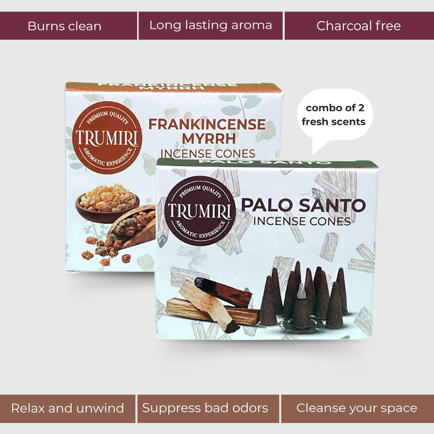 Conos de incienso  Paquete combinado de 20 conos de incienso  10 mirras de incienso + 10 Palo Santo  Conos de insencia  Conos de incienso perfumados