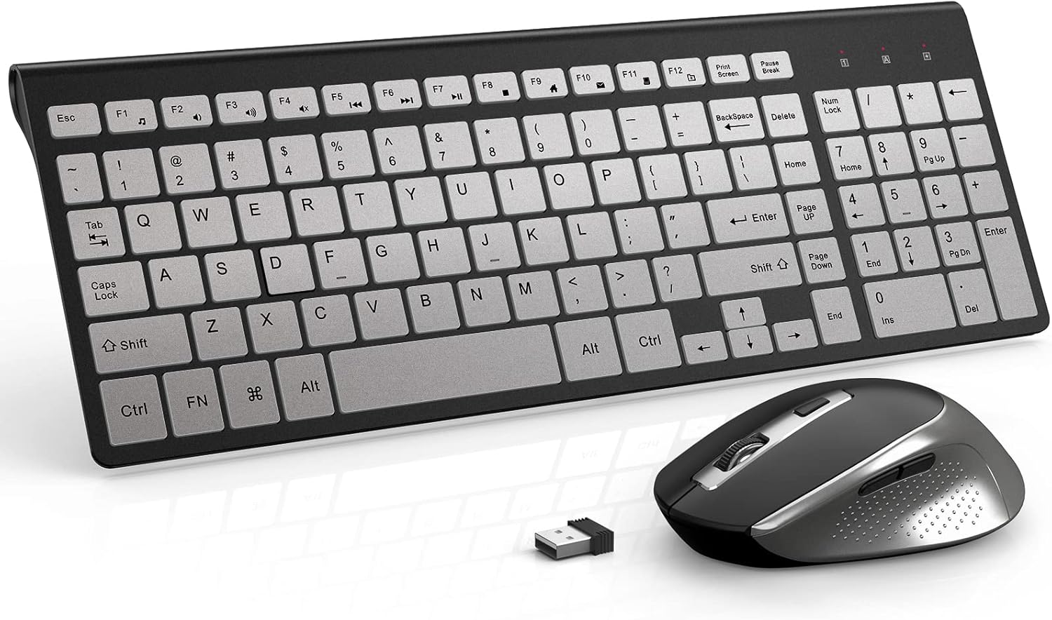 J JOYACCESS – Juego de teclado y mouse inalámbricos elegante y ergonómico de 2.4 G, portátil y cómodo para viajes, compatible con