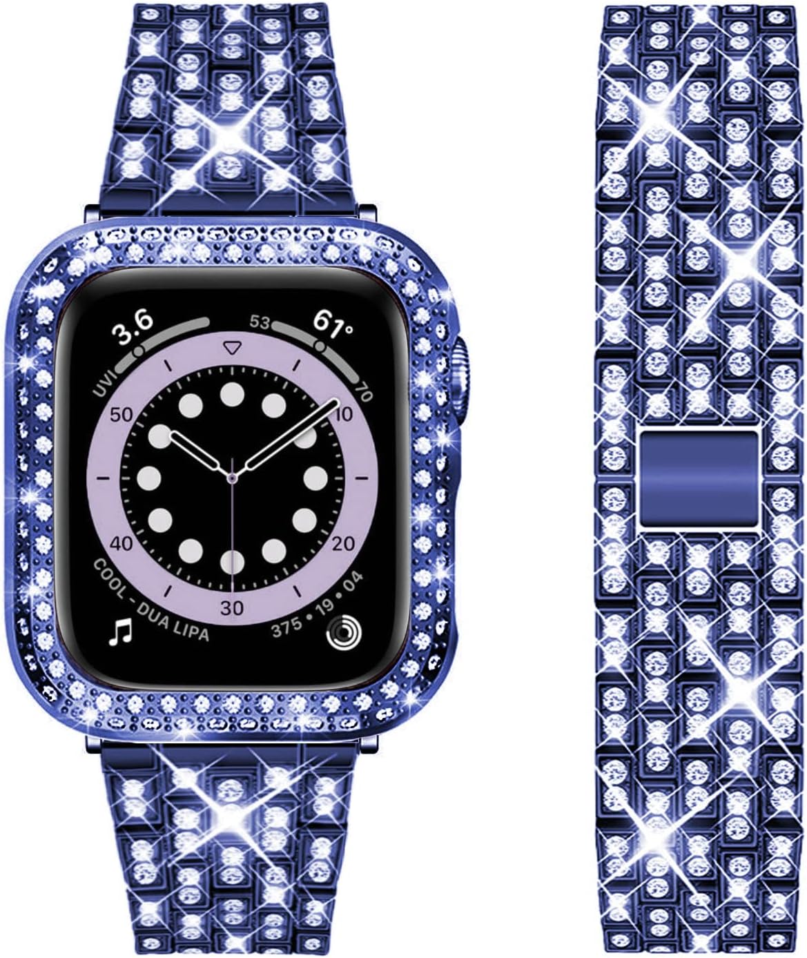 DEALELE Correas compatibles con iWatch Series 8 Ultra de 1.929 in, correa de metal con diamantes de imitación brillantes con funda protectora de