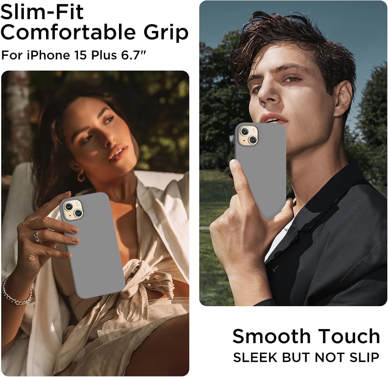 Funda de silicona para iPhone 15 Plus, cubierta protectora de cuerpo completo, forro de microfibra suave antiarañazos, funda delgada ultrafina para