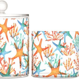 Tarros de estrella de mar con tapas, tarros de baño, tarros pequeños, dispensador de almohadilla de algodón para dormitorio, artículos esenciales Tarros de estrella de mar con tapas, tarros de baño, tarros pequeños, dispensador de almohadilla de algodón para dormitorio, artículos esenciales