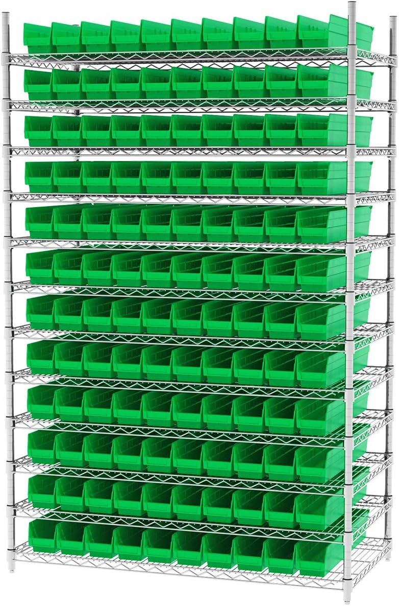 Akro-Mils 30124 – Caja de plástico para estantes anidados (24 x 4 x 4 pulgadas), verde, (paquete de 12)