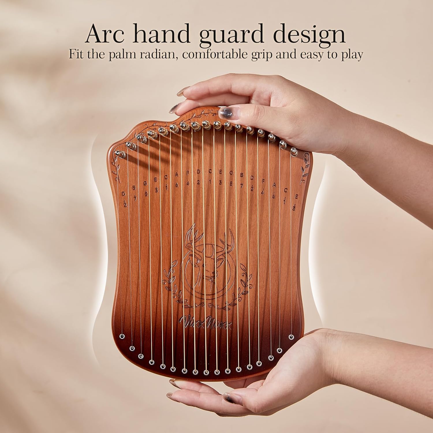 VixxNoxx Arpa de lira, kit de arpa de Lyra de 17 cuerdas sólidas, instrumentos musicales de cuerda con bolsa de llave de afinación, instrucciones