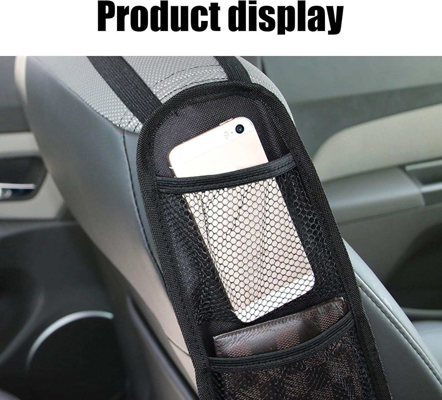 NGHEY Paquete de 1 organizador lateral para asiento de automóvil, organizador de cartera para teléfono con cremallera, bolsa colgante de