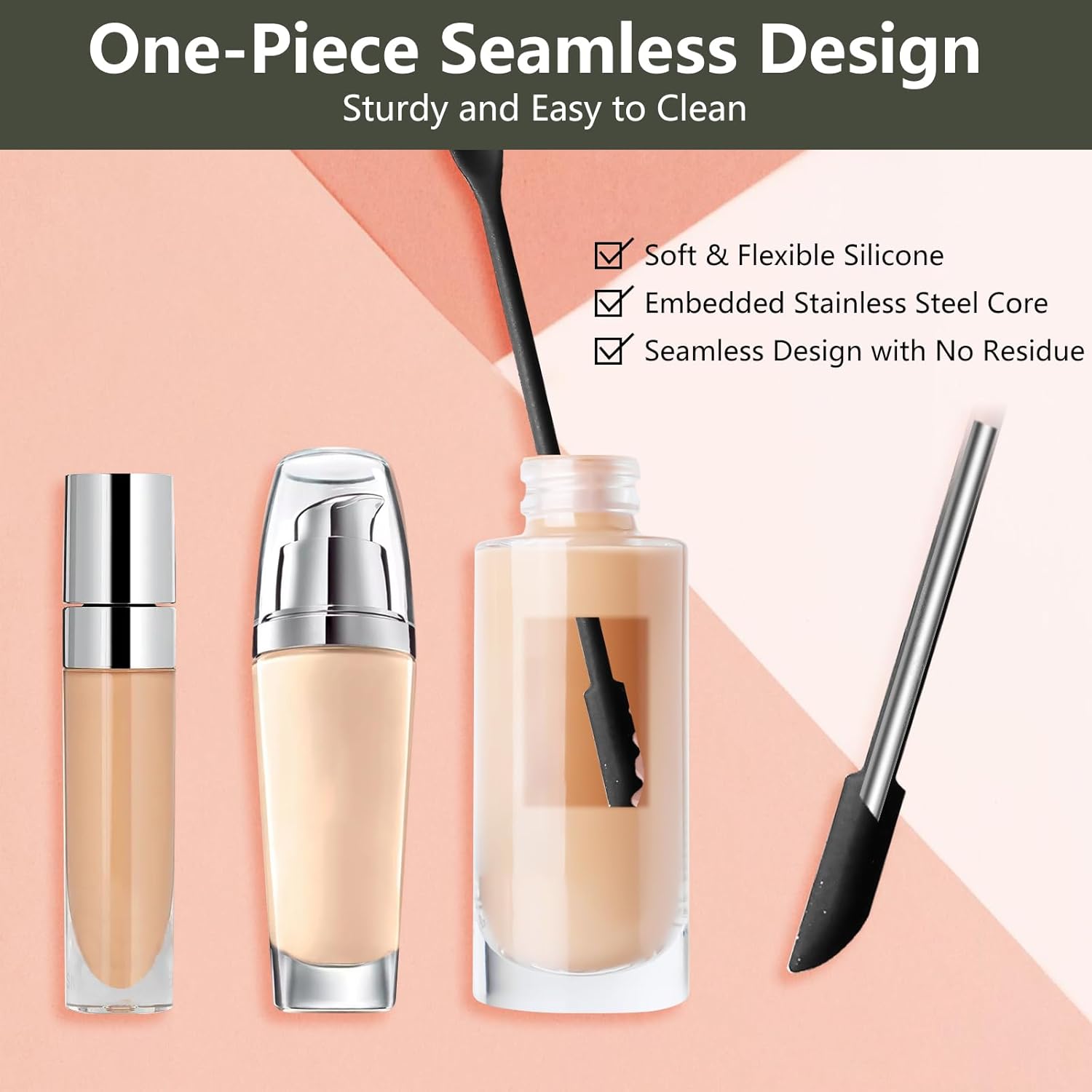 Juego de 4 mini espátulas negras de silicona, espátulas de maquillaje, espátulas pequeñas para cosméticos, espátula de belleza pequeña, espátula de