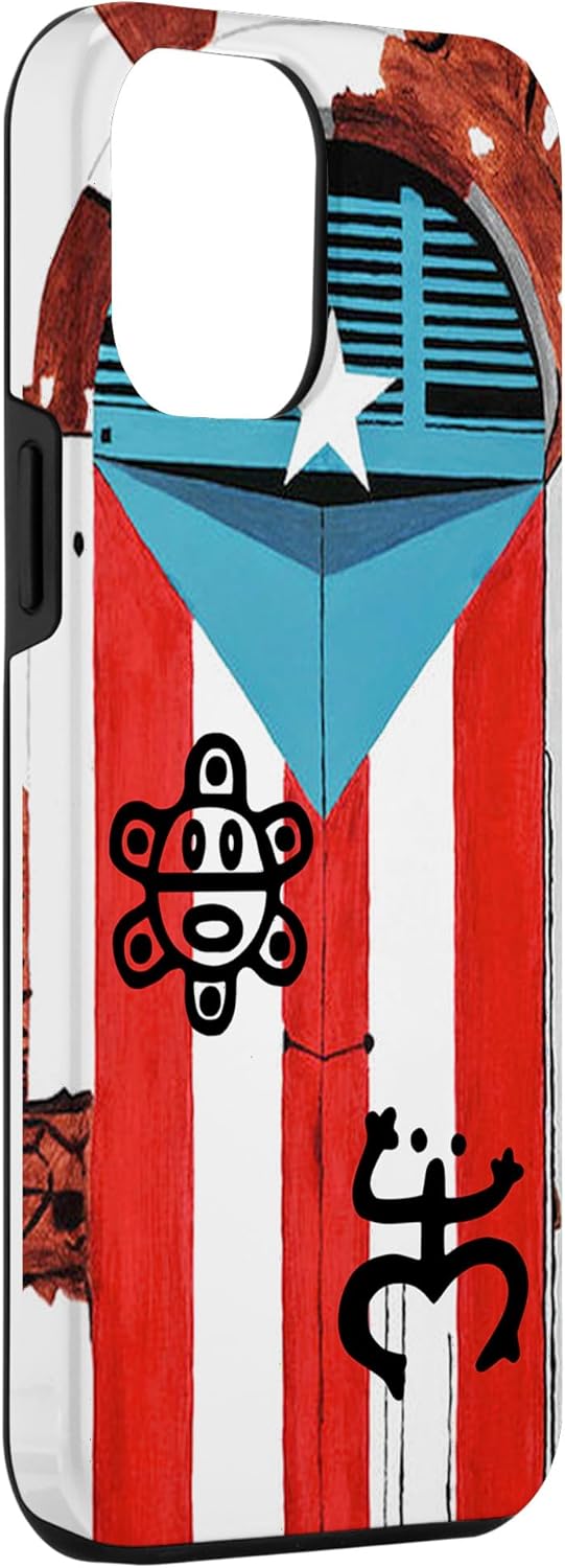 Funda para iPhone 14 Plus Puerto Rico Flag Coqui Sun Taíno Funda Boricua Pride