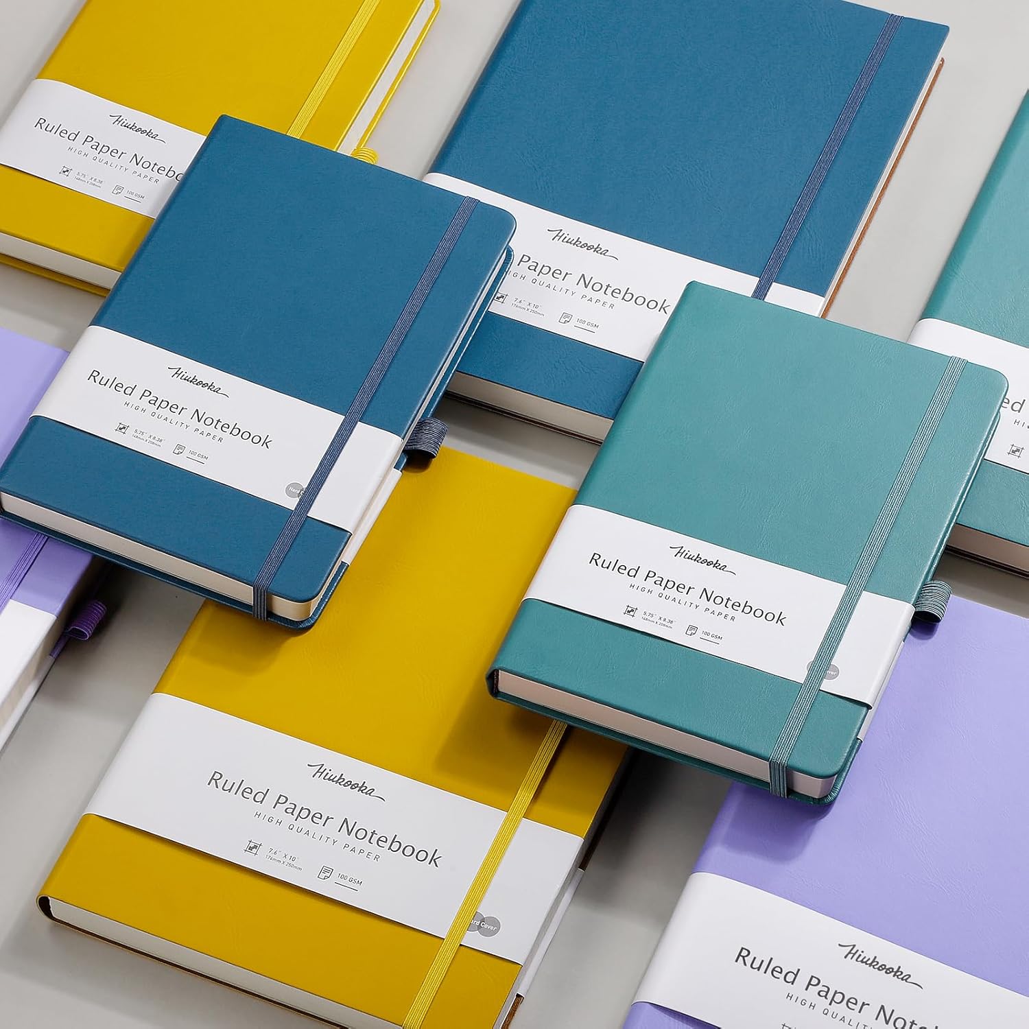 HIUKOOKA Cuaderno con rayas universitarias, 320 páginas A5, diario grande de tapa dura, papel grueso, diario de cuero para escribir, oficina,