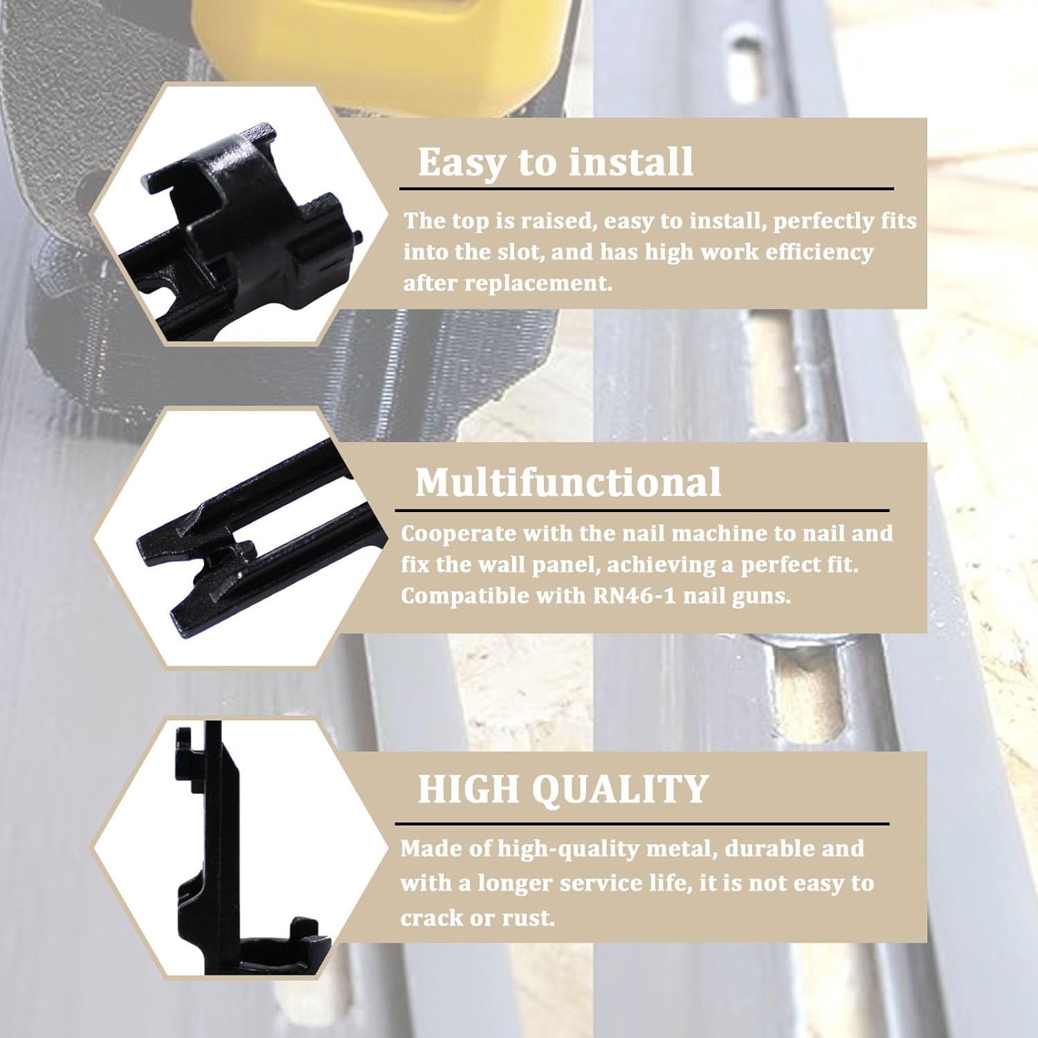 45RN-VSA Punta de adaptador de revestimiento de vinilo para clavadora DeWalt DW45RN DW45RN-CA, kit de clavadora de revestimiento con resorte.