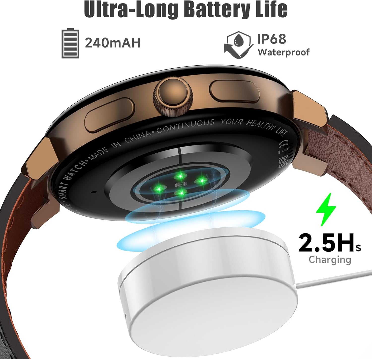aigo Reloj inteligente para hombres y mujeres, llamadas Bluetooth, rastreador de salud con frecuencia cardíaca, monitoreo del sueño, pantalla HD de