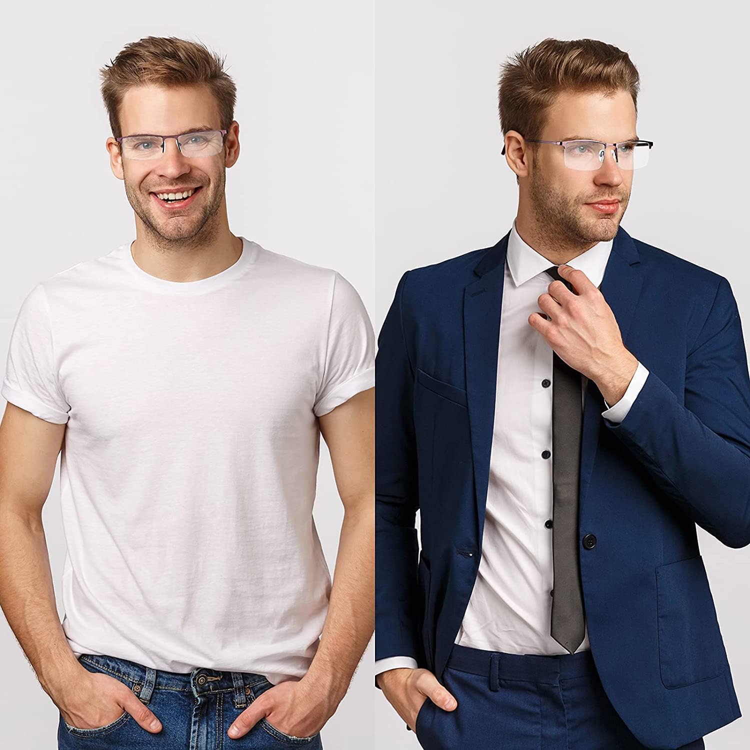 Paquete de 5 lentes de lectura con bloqueo de luz azul para hombres y mujeres, antideslumbramiento por computadora, fatiga ocular, bisagra de