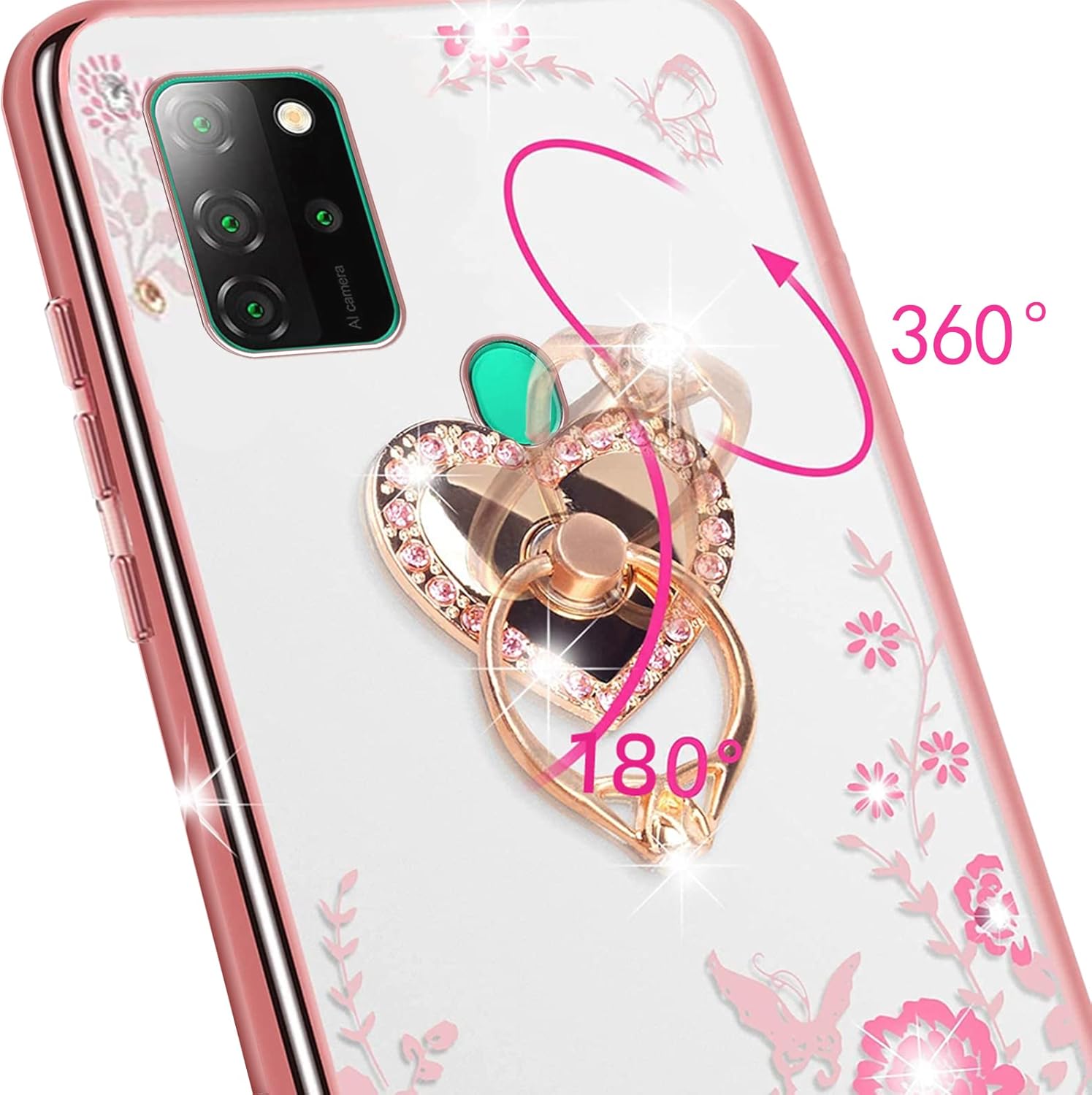 KuDiNi Funda para BLU G91 BLU V91 para mujer, diseño de mariposa de cristal, mariposa, corazón, floral, suave TPU de lujo, linda funda protectora
