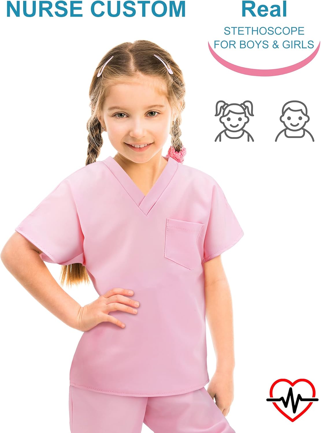 Zhanmai Conjunto de uniforme médico, disfraz de juego de simulación con juguete de juego de rol para Halloween