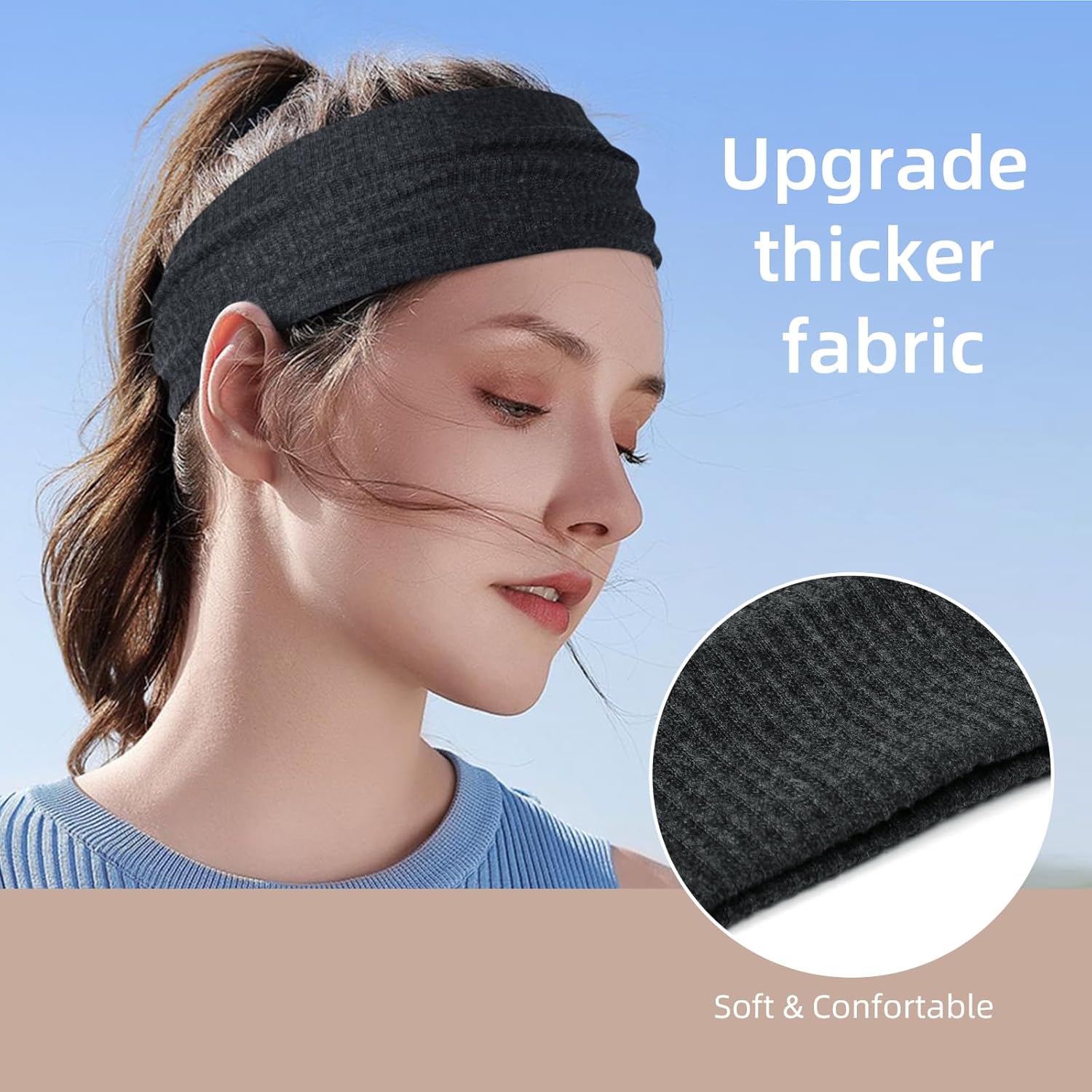 Diademas anchas antideslizantes para mujer, bandas elásticas gruesas y suaves, accesorios para el cabello, para yoga, entrenamiento, paquete de 6