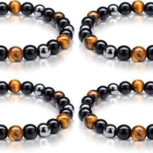 4 pulseras de cuentas de ojo de tigre, pulsera para aliviar el estrés y la ansiedad, pulseras difusoras de aceite esencial de piedra de lava, 4 pulseras de cuentas de ojo de tigre, pulsera para aliviar el estrés y la ansiedad, pulseras difusoras de aceite esencial de piedra de lava,