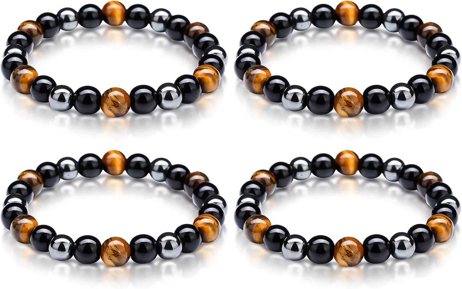 4 pulseras de cuentas de ojo de tigre, pulsera para aliviar el estrés y la ansiedad, pulseras difusoras de aceite esencial de piedra de lava,