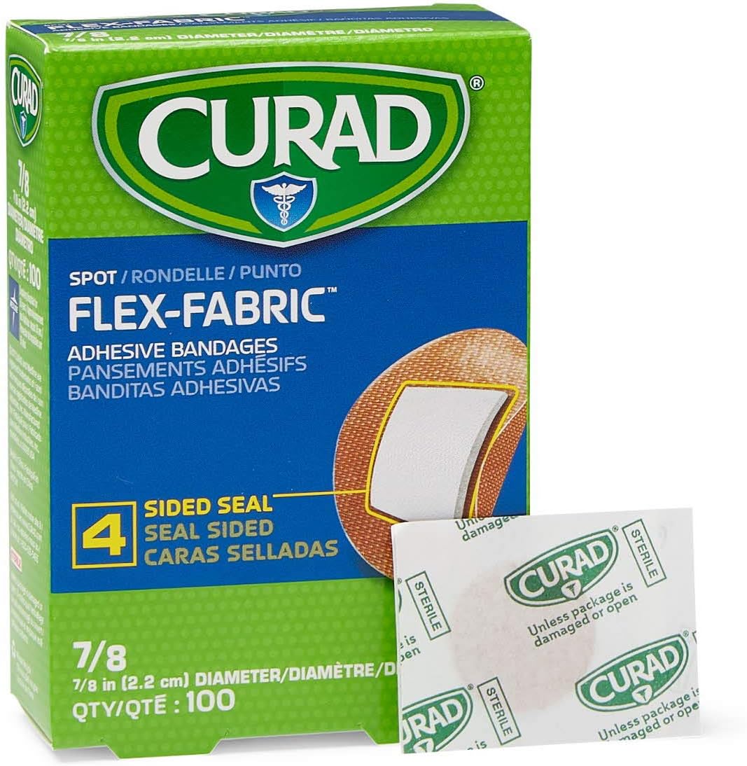 Curad Flex – Vendajes adhesivos de tela, el diámetro del vendaje es de 78 pies (caja de 100)