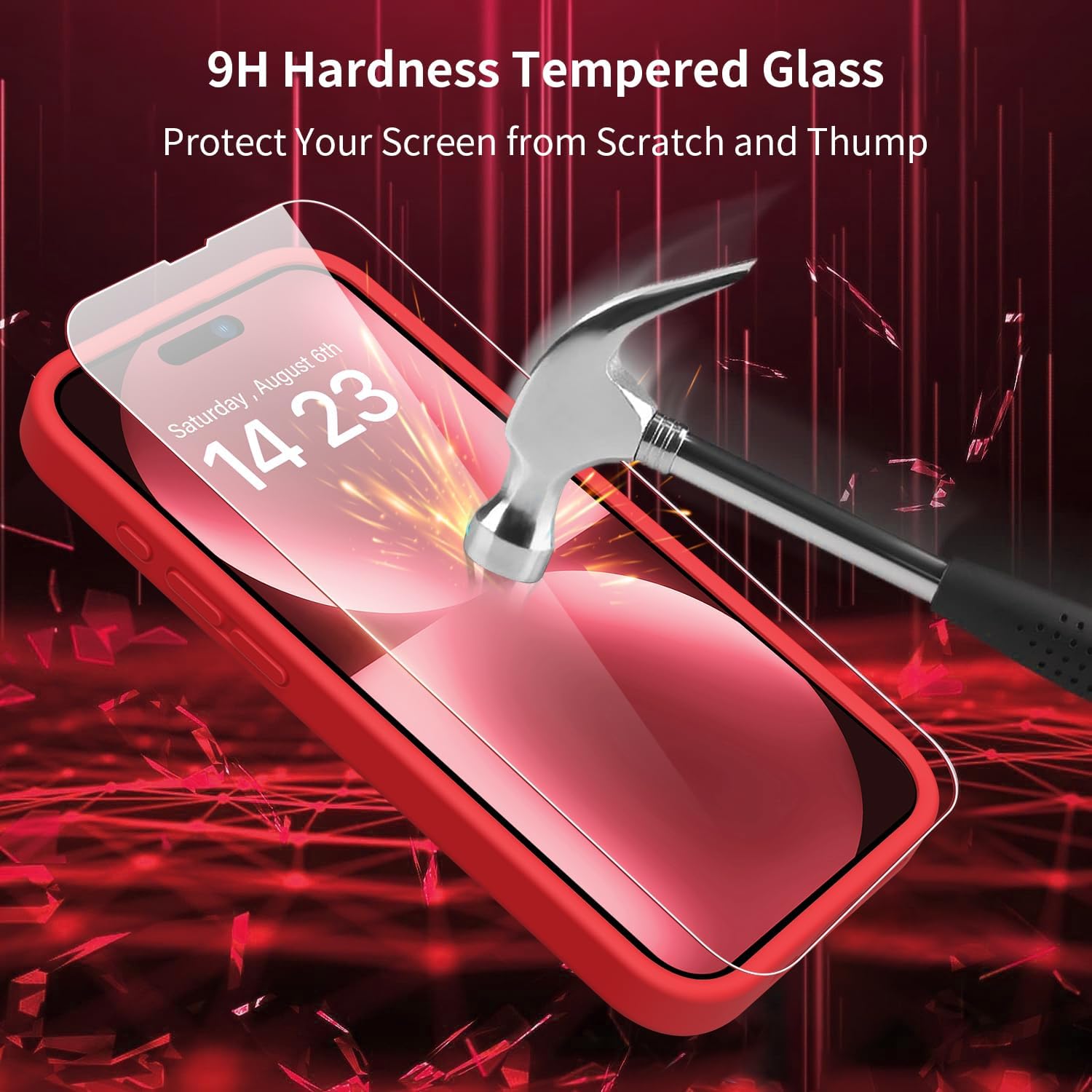 bicol Funda compatible con iPhone 15 Pro con protector de pantalla, protección mejorada del lente de la cámara, funda protectora de silicona líquida