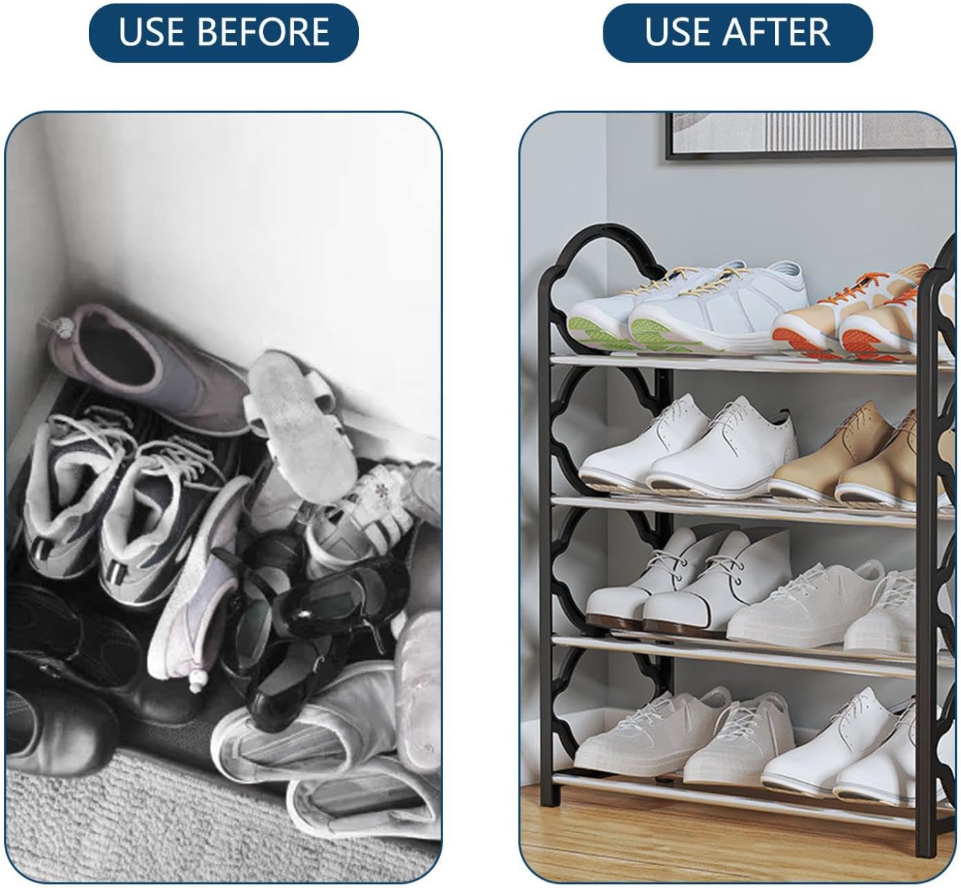Generic Zapatero para el hogar, organizador de almacenamiento portátil con diseño de 4 niveles, estantes multiusos para zapatos de entrada y