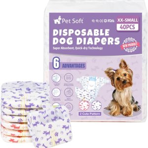 Pet Soft Pañales desechables para perras Pañales desechables para perritos con indicador de humedad, pañales para cachorros y gatos, súper Pet Soft Pañales desechables para perras Pañales desechables para perritos con indicador de humedad, pañales para cachorros y gatos, súper