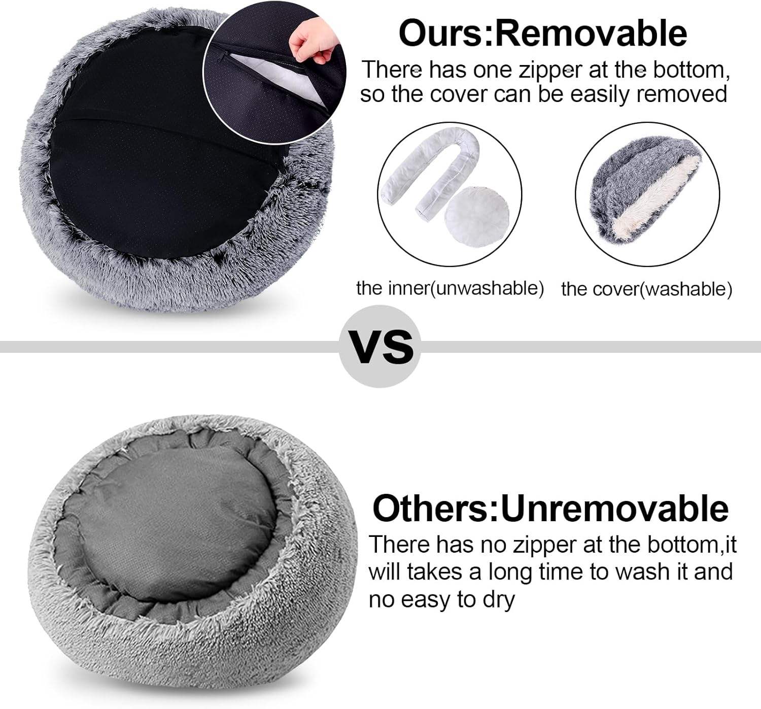 Camas relajantes para perros y cama cueva para gatos con funda con capucha, camas redondas lavables extraíbles para mascotas pequeñas y medianas,