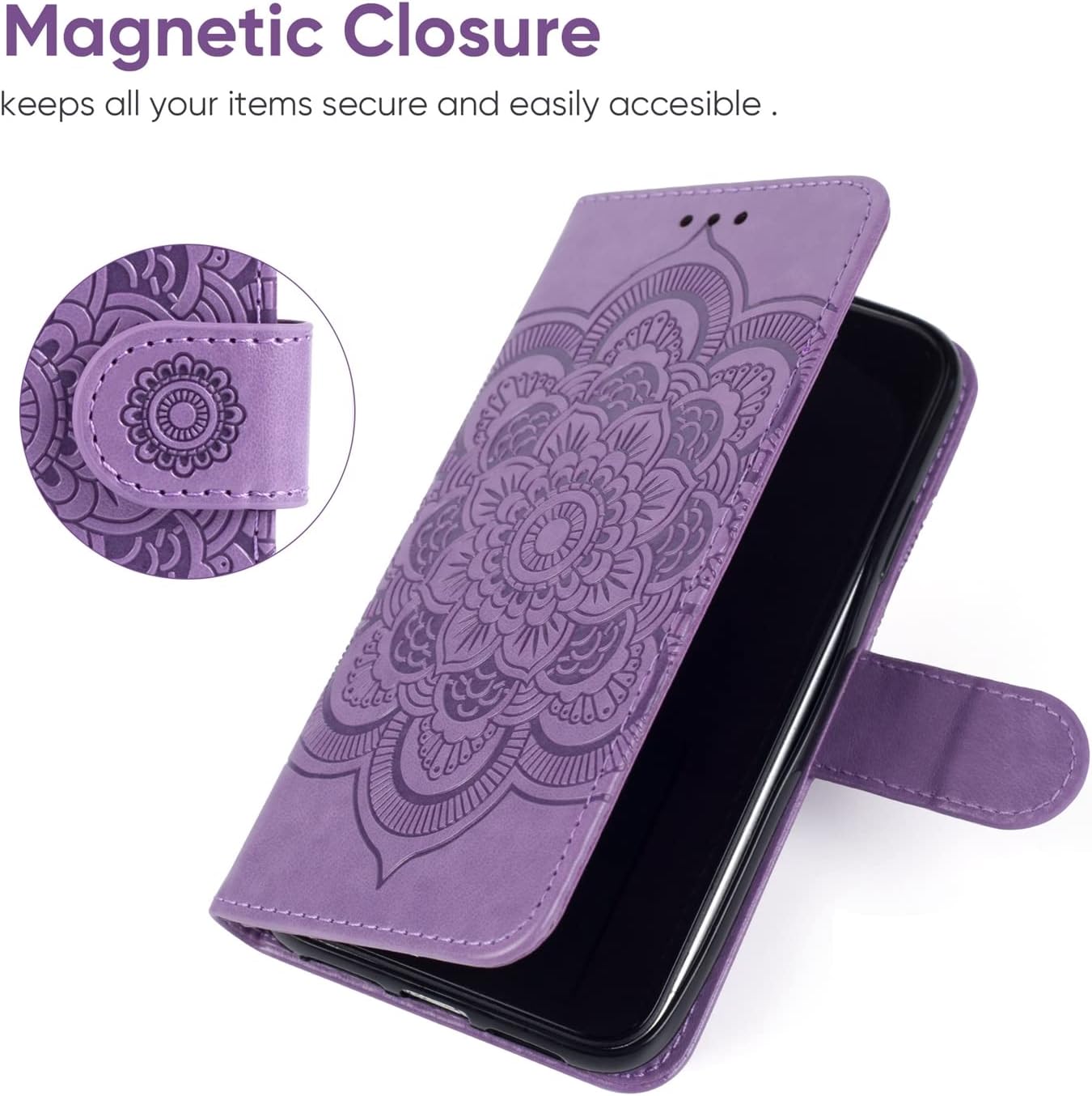 Funda para Redmi Note 12, Poco X5 5G 22111317PG Funda tipo cartera con protector de pantalla de vidrio templado, funda de piel con mandala para
