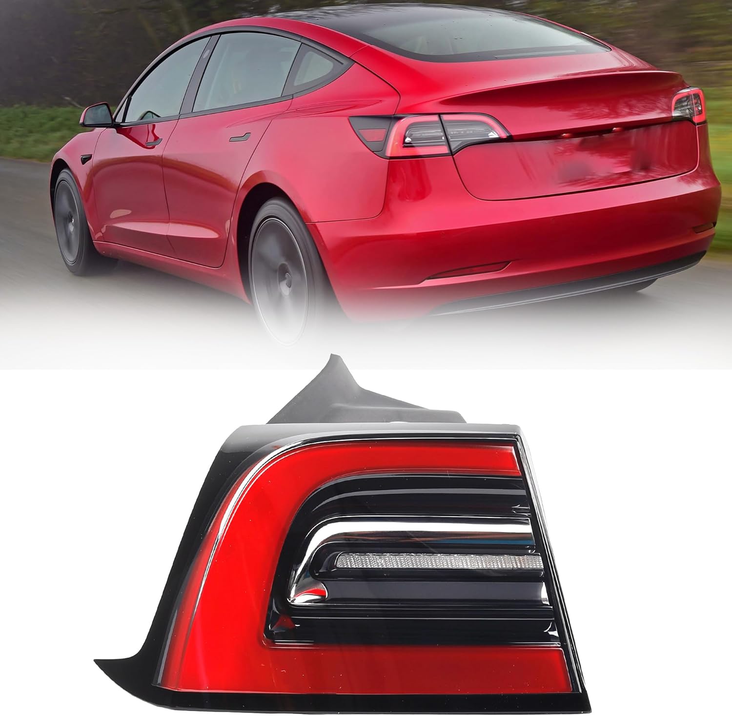 Dasbecan Conjunto de luz trasera trasera izquierda exterior LED compatible con Tesla Model 3 Model Y 2021 2022 2023, reemplaza # 1502086-00-D