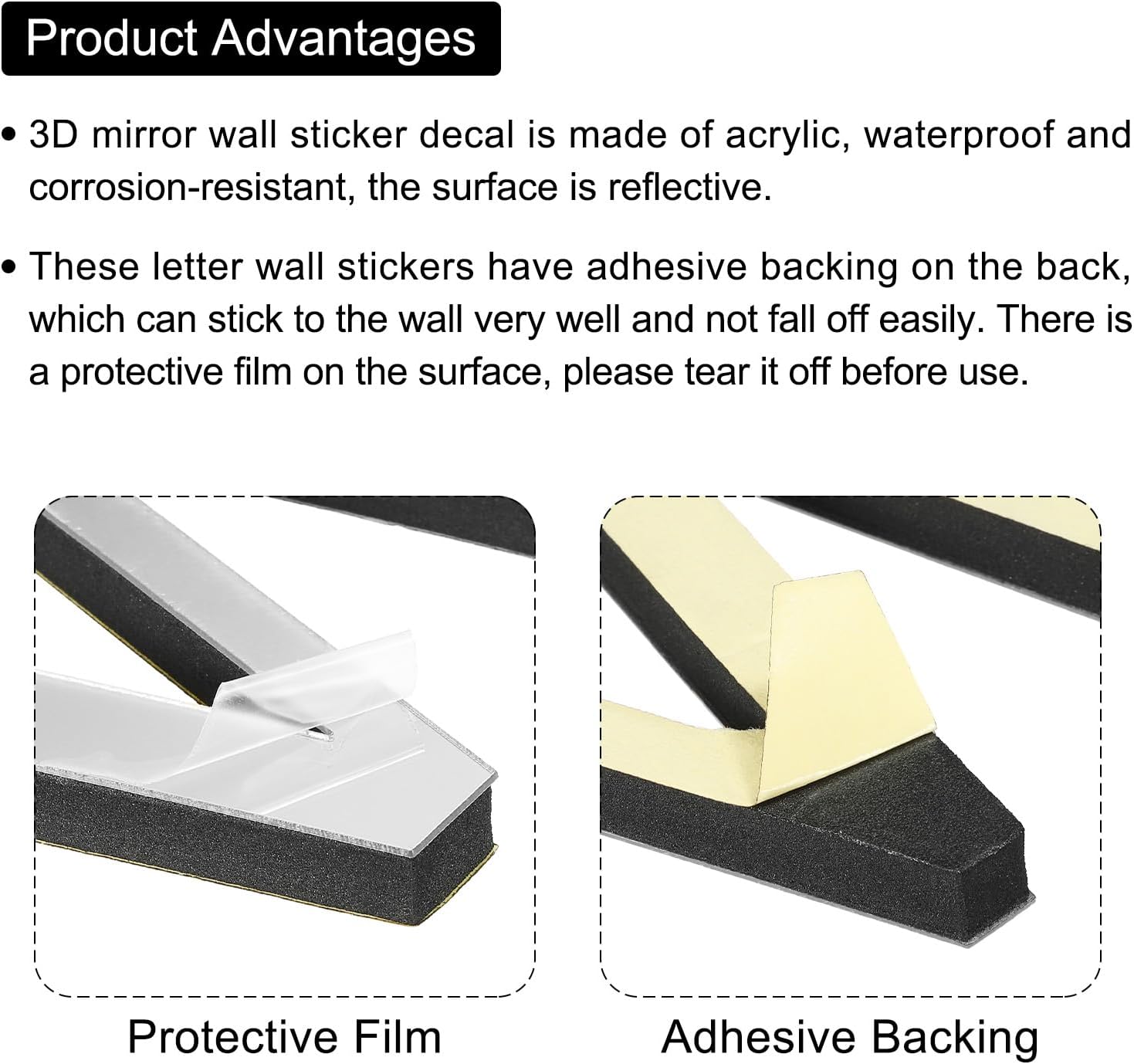 PATIKIL Adhesivos de pared de acrílico 3D con letras V autoadhesivas para decoración del hogar, letrero artístico, para bricolaje, decoración del