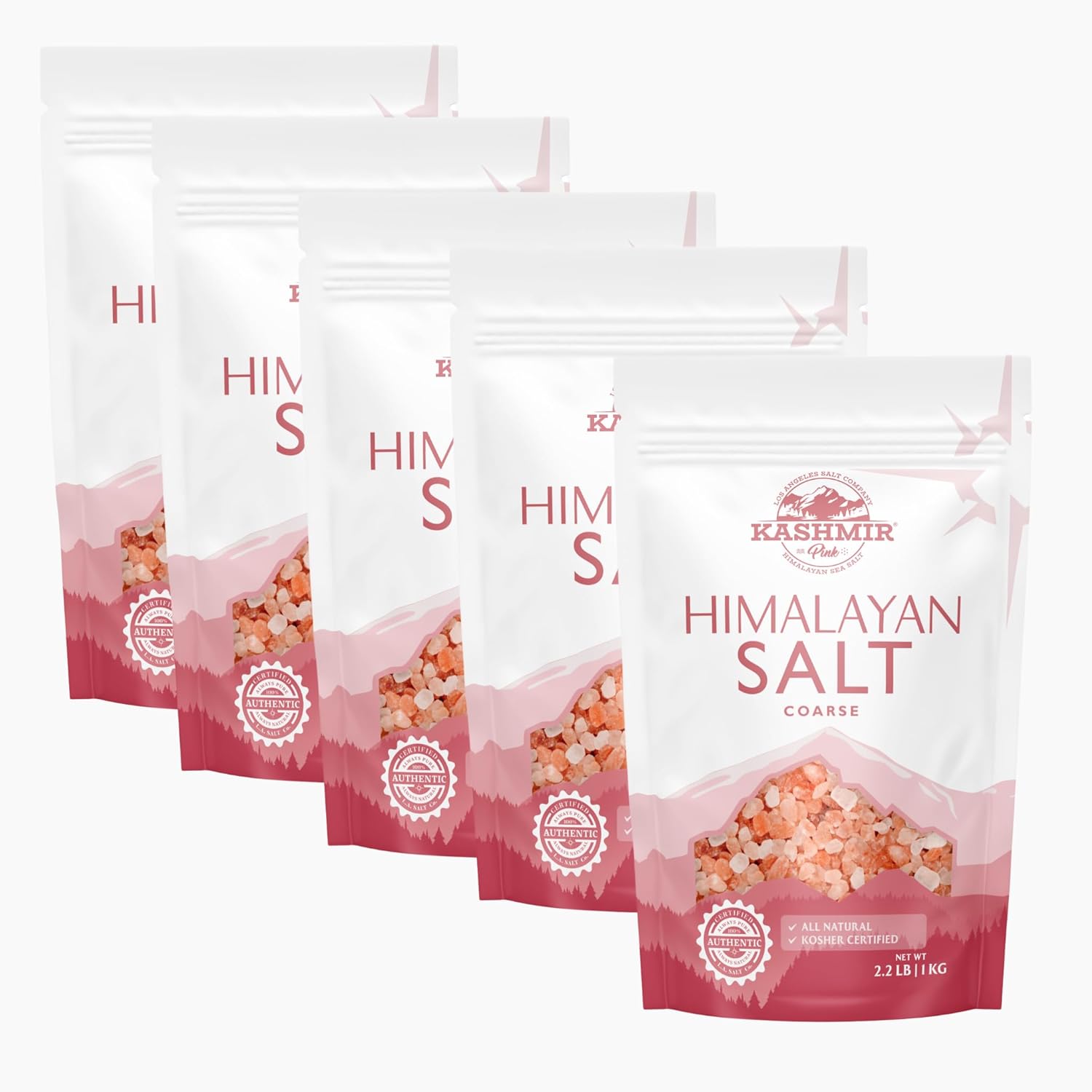 LA SALT CO Kashmir – Sal gruesa rosa del Himalaya de 2.2 libras  Pura de grado alimenticio con 84 minerales traza  Apoya la circulación saludable y